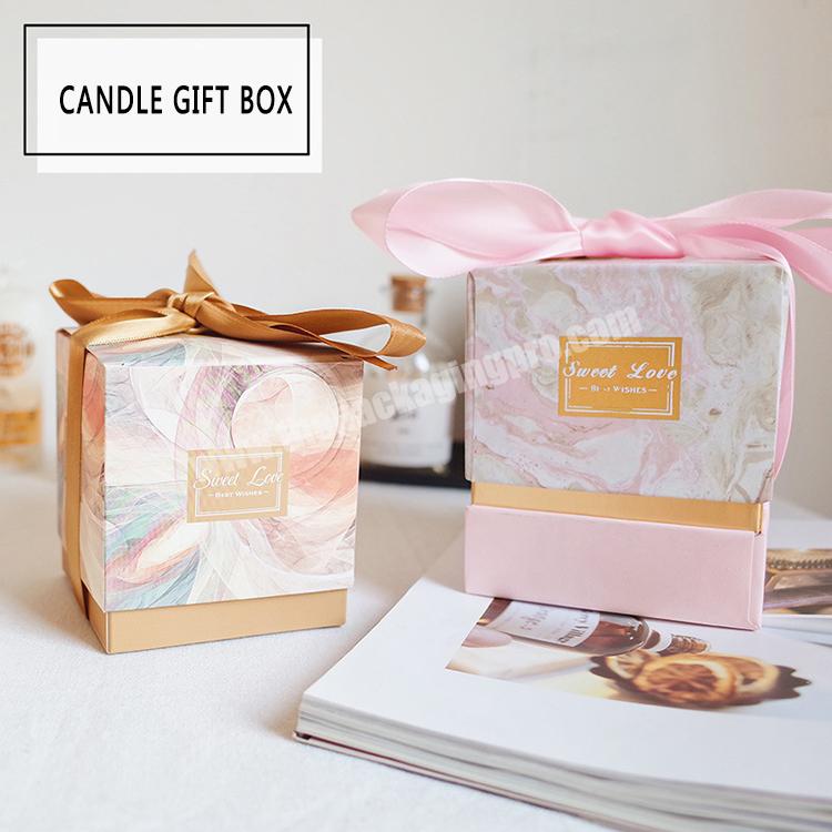 custom decorative hot stamping reasonable price candle jar and gift box luxury candle trio gift boxes with ribbon for candle