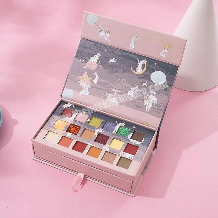 custom empty 9 color eyeshadow palette makeup box set luxury designs printed logo cosmetic packaging gift box