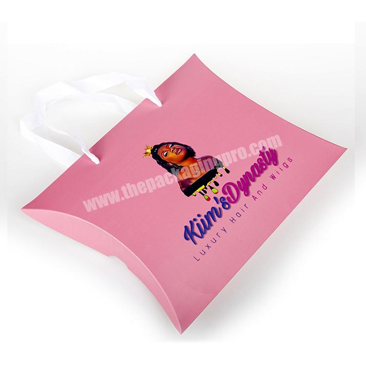 custom logo brown kraft euro tote mailer gift bag wig packaging paper bags for hair extension packaging