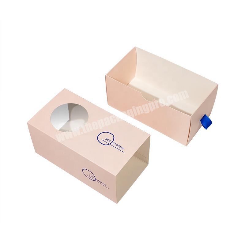 custom logo card paper drawer box with pvc window packaging box gift box