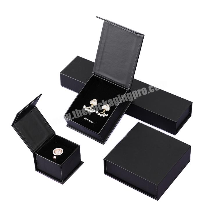 custom logo luxury black various specifications magnetic paper gift set box for ring jewelry