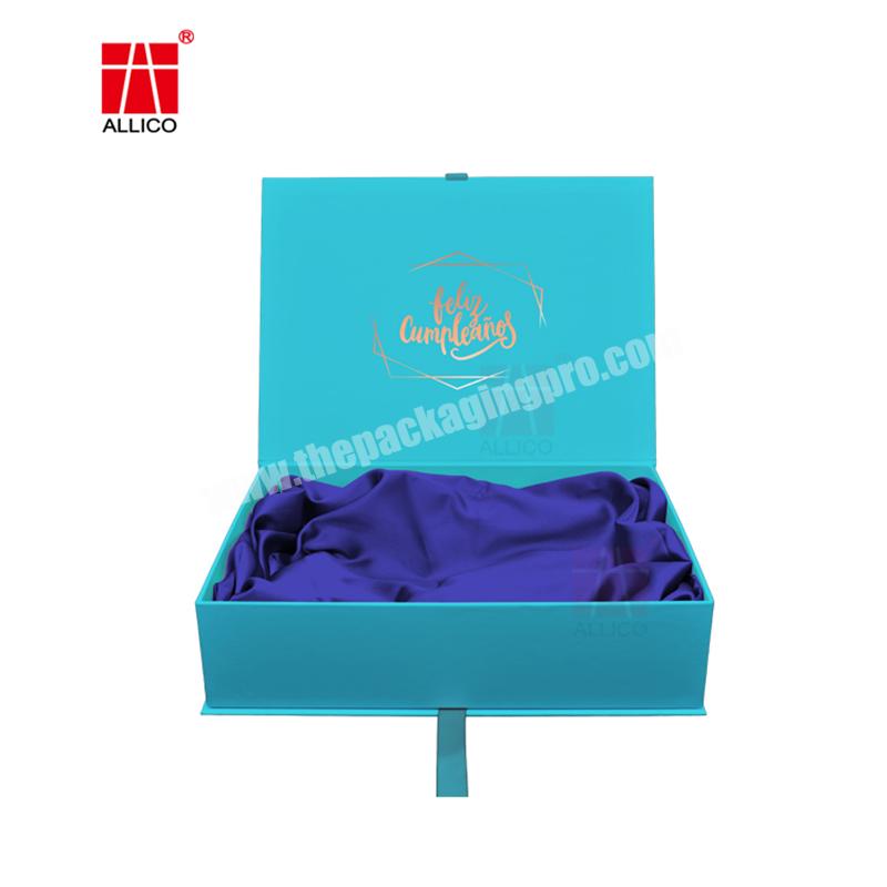 custom logo luxury foldable package magnetic paper shipping packaging box with ribbon