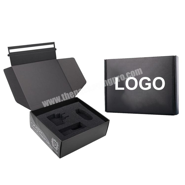 custom logo luxury large rigid black packaging paper holographic cardboard shipping gift boxes for cosmetics