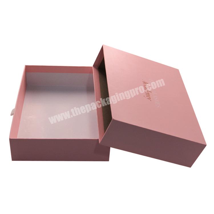 custom logo pink cardboard purple clothes underwear bra packaging paper sliding drawer gift box with ribbon handle