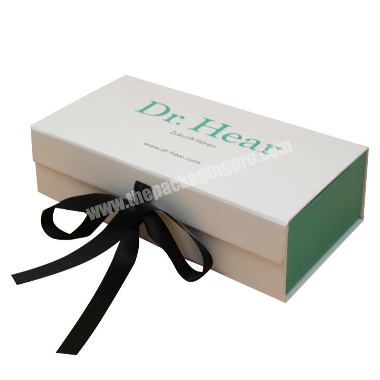 custom logo print flat packing folding magnetic matt luxury gift box cardboard folding packaging boxes with ribbon