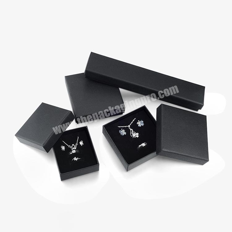 custom logo printed black jewelry set boxes necklace luxury paper velvet small jewelry box packaging with logo