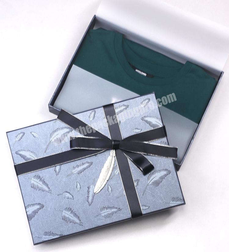 custom logo printed black shipping packaging per t-shirt paper box for clothes clothing t-shirt packaging