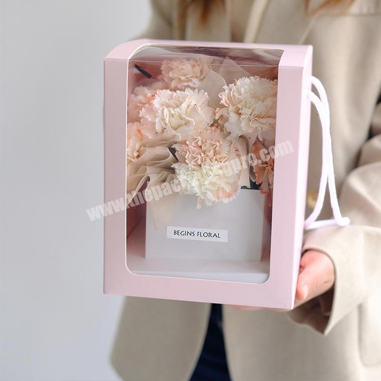 custom logo printed empty gift packaging rose flower paper box for flower bouquet