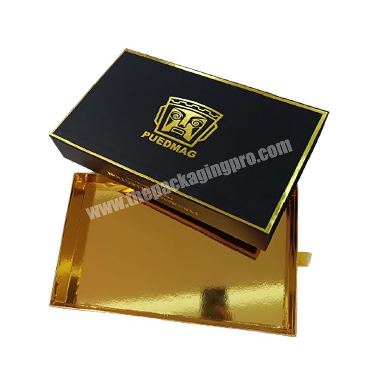custom logo printing luxury high quality recycled sliding ribbon drawer style cardboard paper uv packaging drawer gift boxes