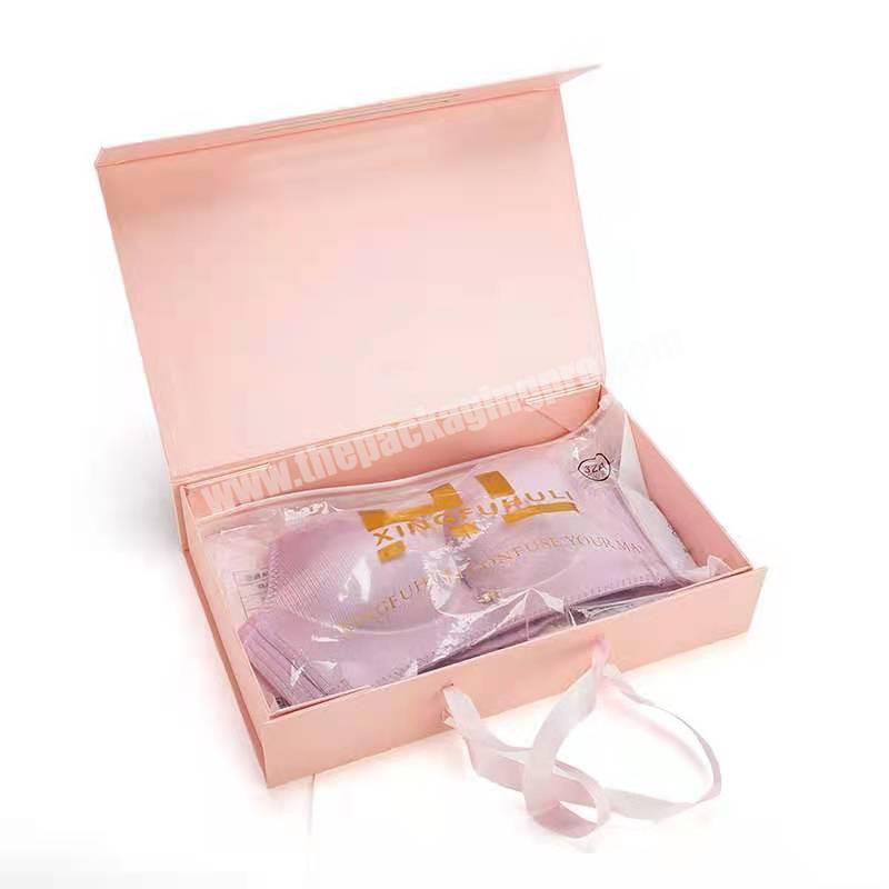 custom logo women underwear set box with handle luxury magnetic clothing paper gift box for girl underwear