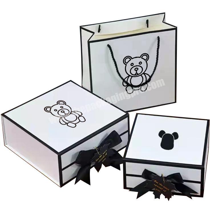 custom printed gift set closure cardboard original holiday rose bear magnetic gift packaging box for present