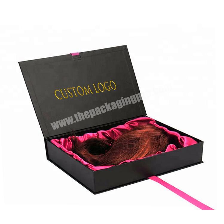 custom printed logo wig packaging hair boxes weave packaging luxury  magnetic hair extension packaging gift boxes