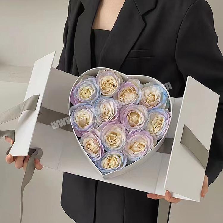 custom ribbon gift velvet square with rose boxes luxury flower packaging valentines day flower box