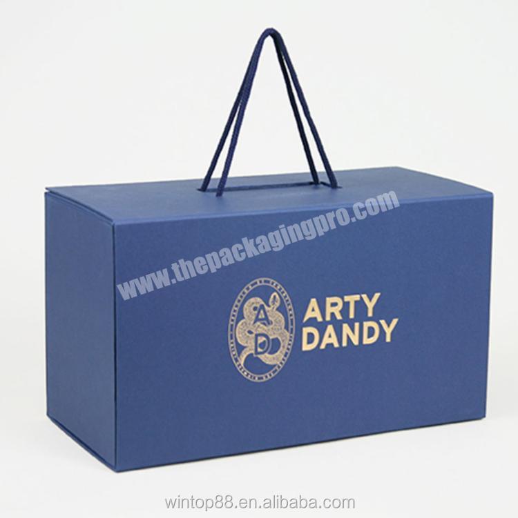 gift box hand string rope with handle bags hand light food packaging blue boxes cardboard box
