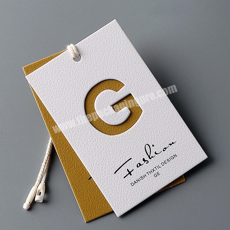 high quality luxury printed black recycled garment cardboard paper hang tag for clothing