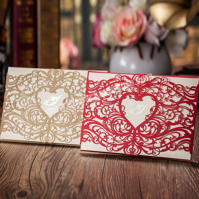 hollow out heart-shaped wedding invitations card
