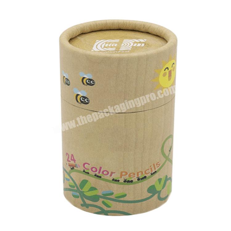 hot sale eco-friendly recycle kraft paper cartoon cylinder carton toy box pencil  tube
