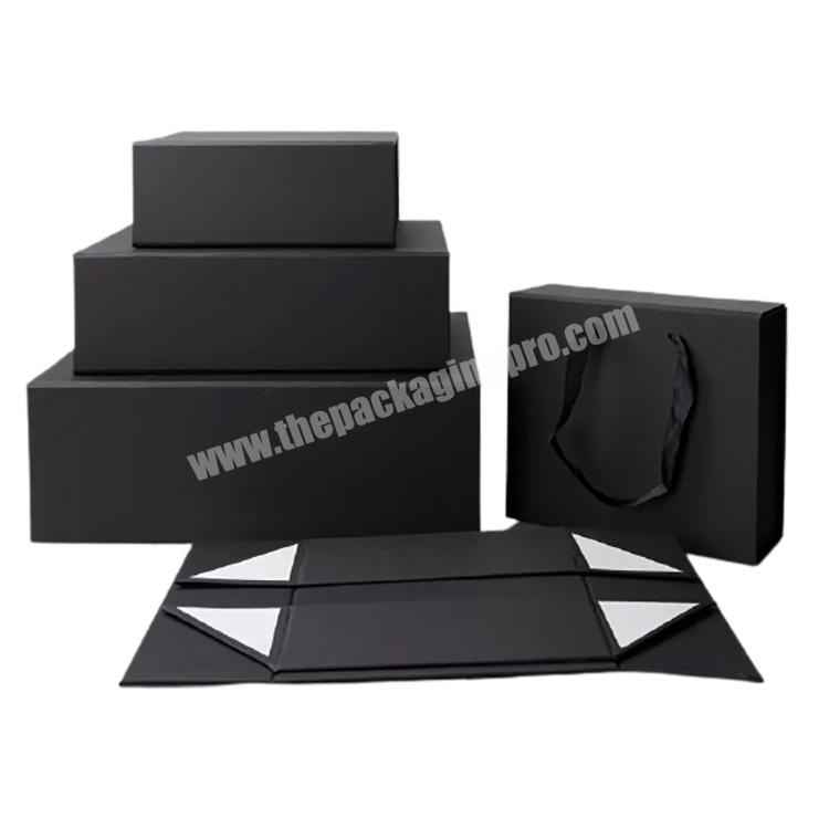 luxury black gift carton cardboard packaging paper box orange satin foldable magnetic gift box for small business