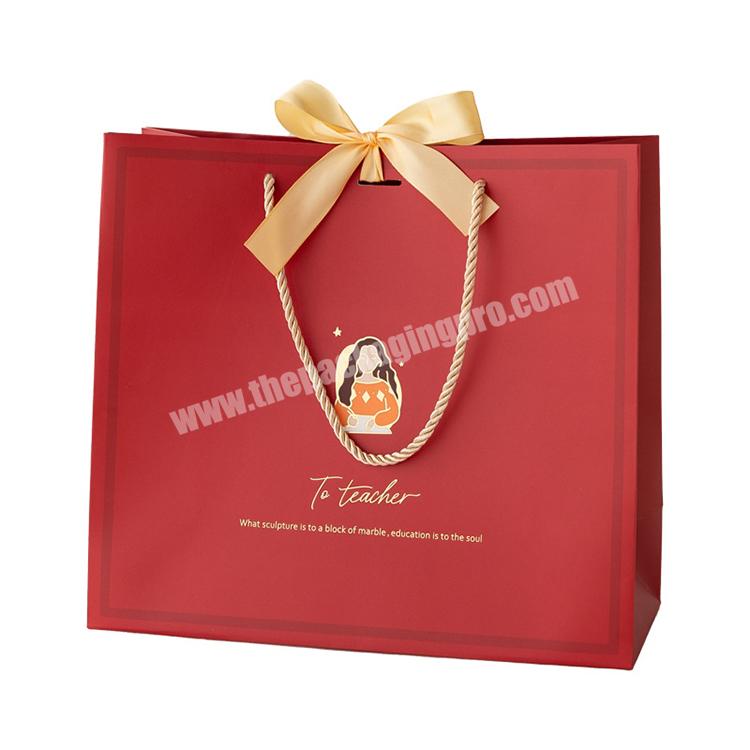 luxury custom logo cute packaging christmas kraft paper red gift bags for gift package