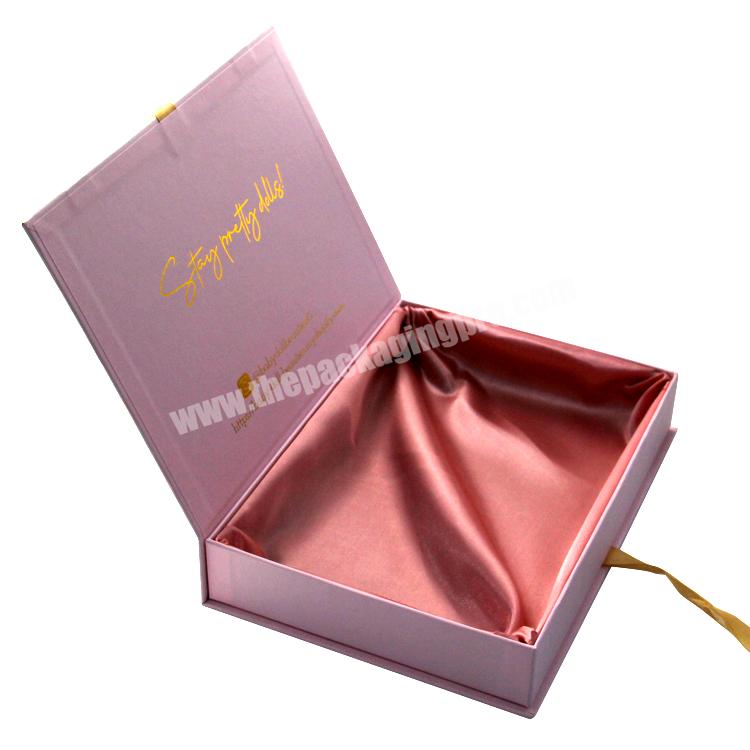 luxury customised pink magnetic foldable box packaging satin insert packaging boxes for small business