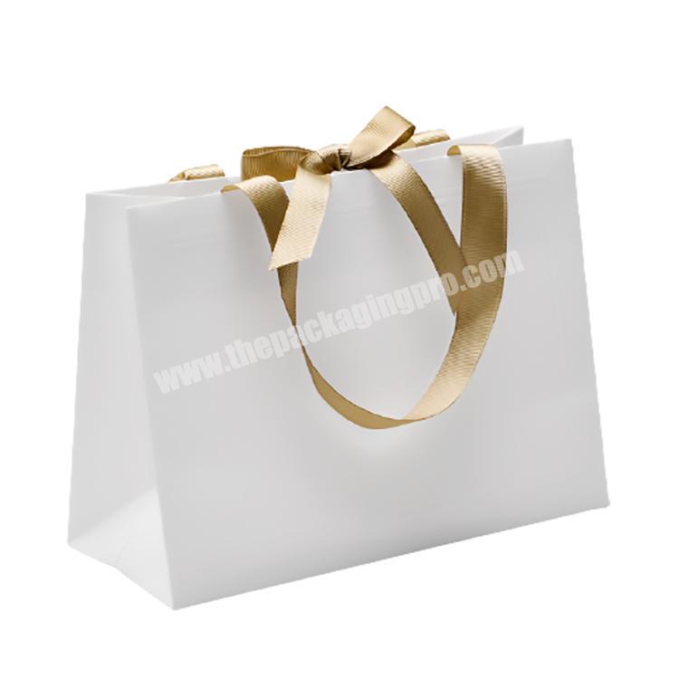 luxury gift wedding packaging foil white brown kraft boutique shopping paper bags with your own logo