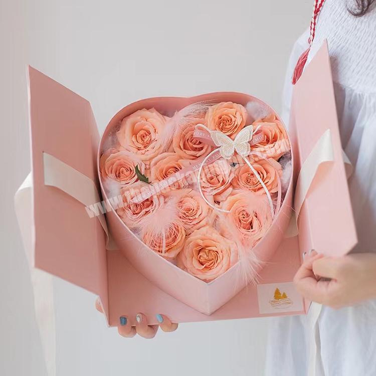 luxury handmade preserved you bouquet box custom size shape ribbon gift rose flower packaging box for flower arrangements
