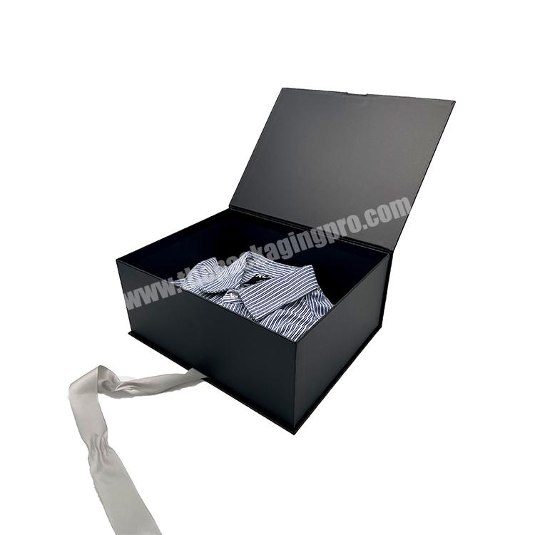 luxury kraft paper cosmetic magnetic gift box packaging  custom design black foldable packaging gift box for clothes