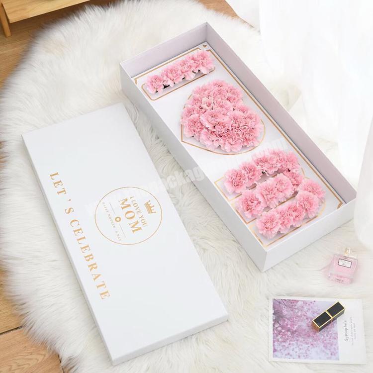 luxury mothers day eternal flower arrangement i love mom box custom white rectangle new design mama flower gift box