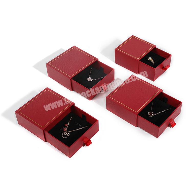 luxury red gift case jewelry set gift packaging box with custom logo for ring gift box packaging