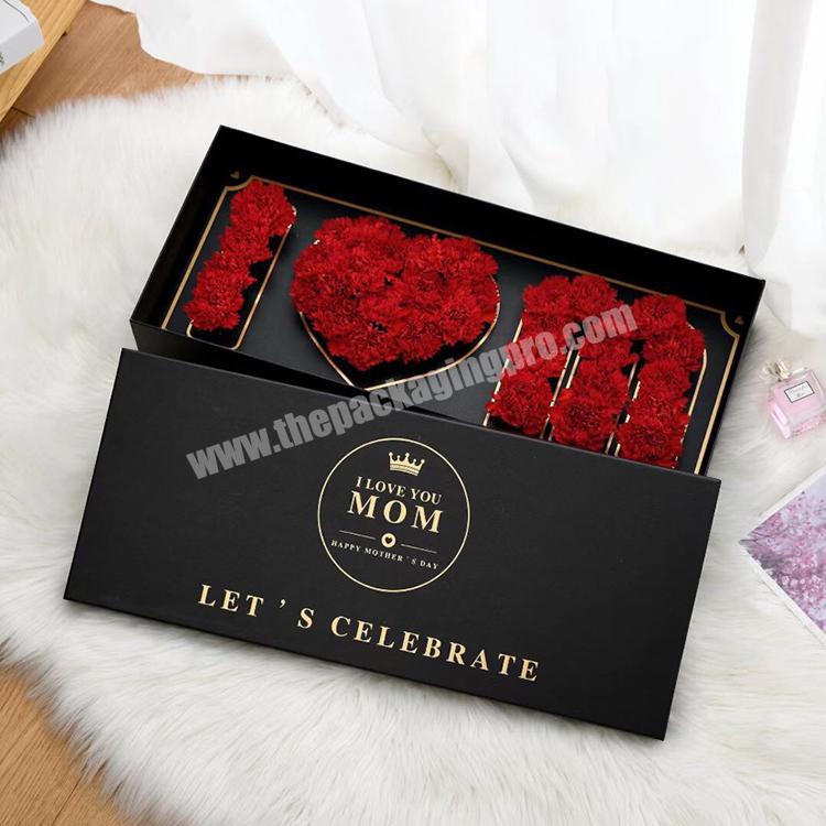 luxury rose flower bouquet packaging mother's day boxes custom cardboard paper love mom flower gift box