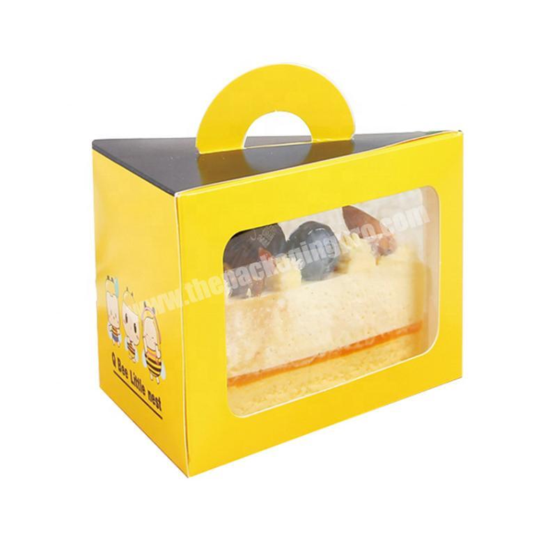 portable mousse box 8-inch cake slice packing box transparent window kraft paper triangular box packing