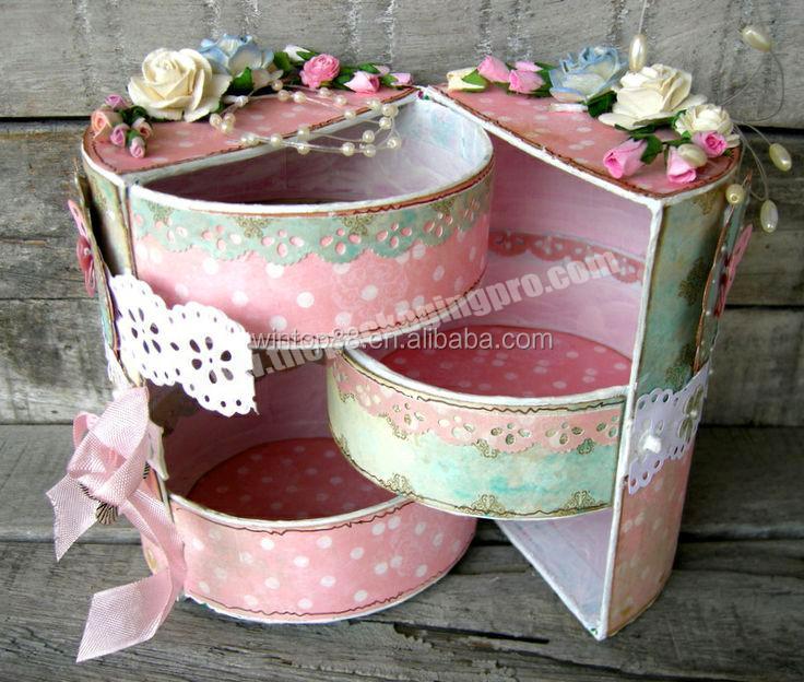 round gift boxes fine pink pattern with beautiful flower accessories