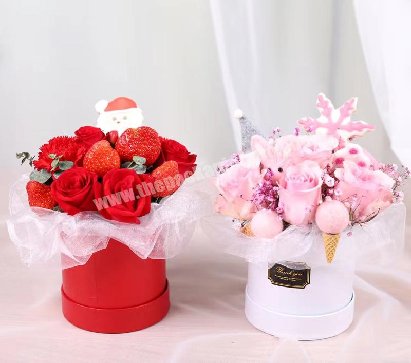 wholesale custom cardboard paper gift wedding favor round floral flower package boxes for flower arrangements