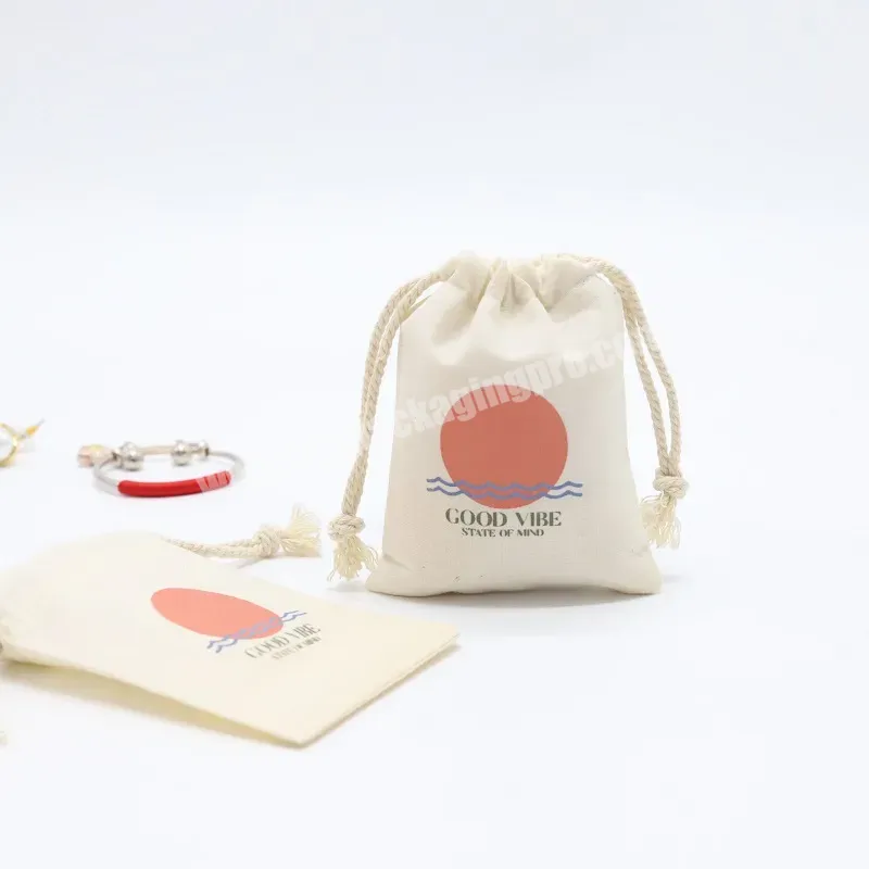 8*10cm Custom Branded Cotton Drawstring Jewellery Storage Bag Bracelet  Earring Jewelry Gift Packaging Pouch 