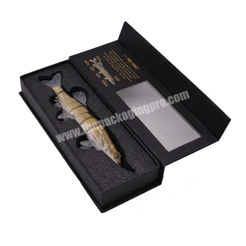 Custom Black Magnetic Closure Paper Packaging Gift Box With Window Cardboard Crochet Hook Fishing Set Box With Foam Insert - Buy Fishing Hooks Set Box,Hook Box,Fishing Hooks Set Box.