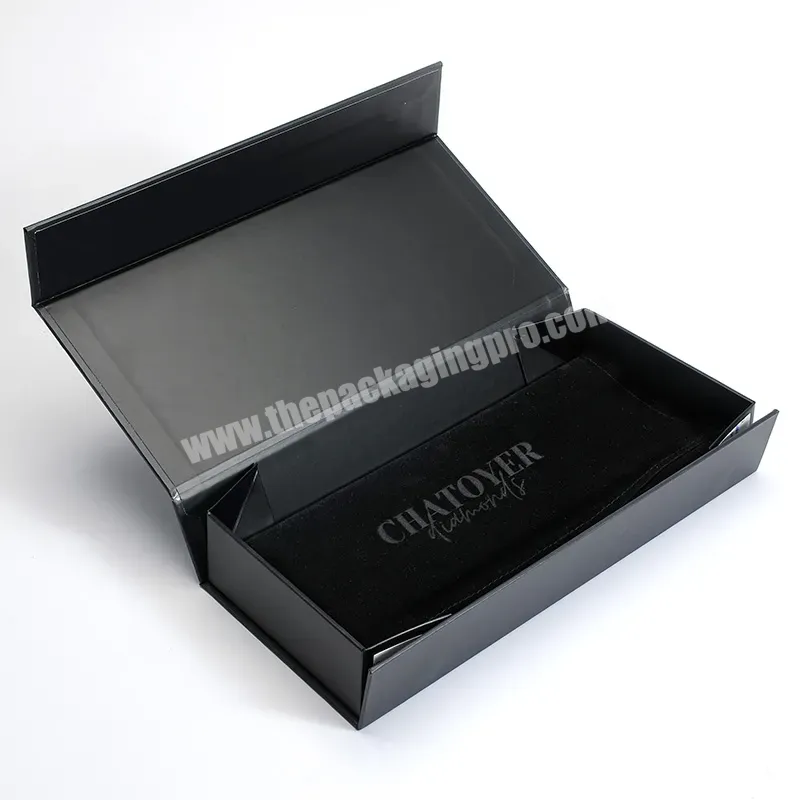 Custom Branding Logo Matte Black Folding Magnetic Closure Paper Gift Box With Flannel Bag - Buy Paper Gift Box,Folding Box,Magnetic Closure Box.