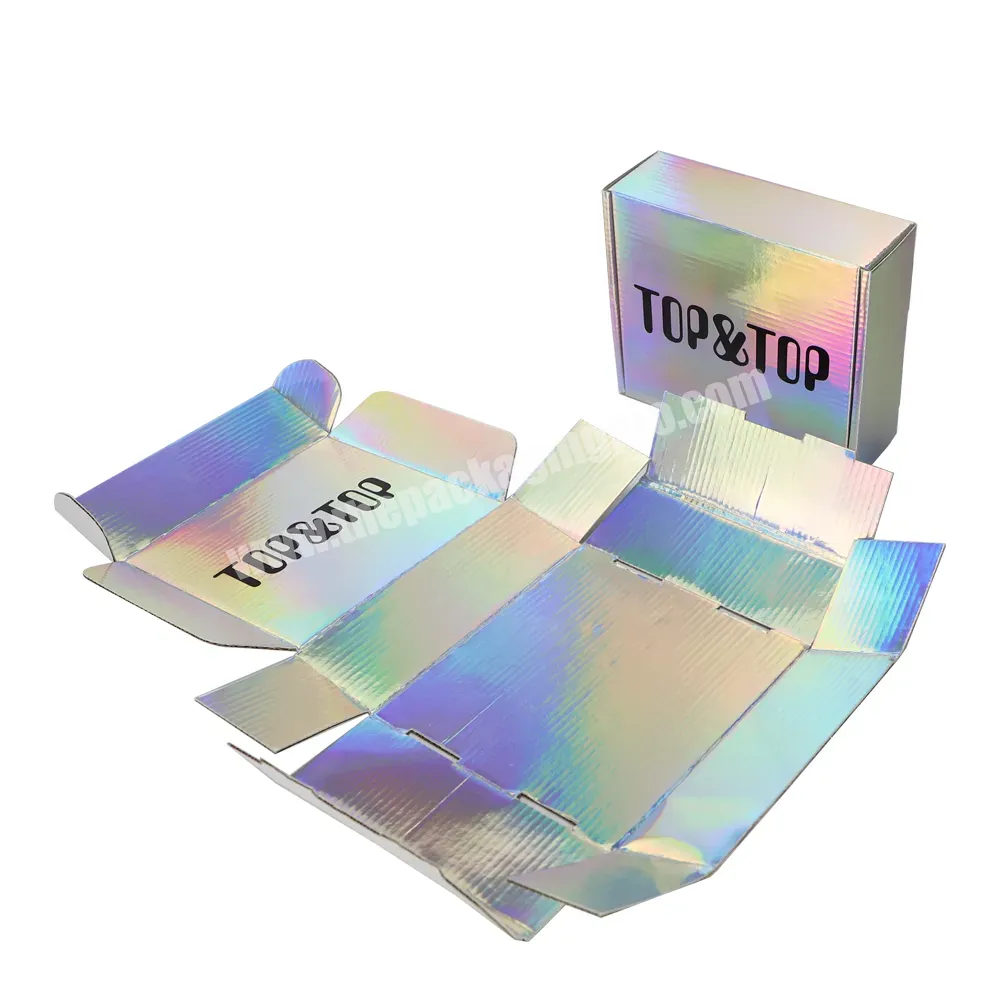 Custom Logo Printed Rainbow Holographic Ecommerce Box Cardboard Paper Mailer Corrugated Jewelry Shipping Gift Packaging Box - Buy Shipping Box,Shipping Mailer Box,Holographic Box.