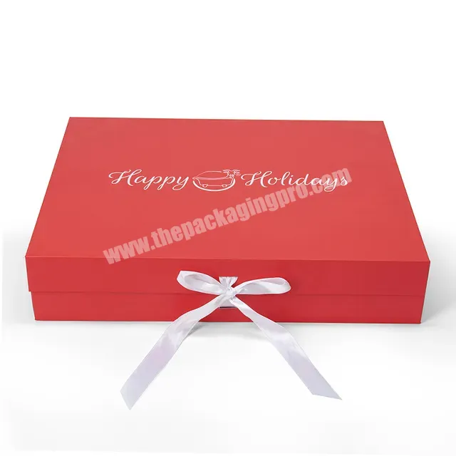 Custom Luxury White Magnet Flap Clothing Paper Box Foldable Magnetic Closure Gift Boxes With White Ribbon - Buy Foldable Magnetic Box,Magnetic Folding Box,Magnetic Gift Boxes Wholesale.