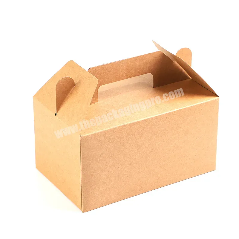 Custom Recyclable Biodegradable Exquisite Fried Chicken Corrugated Paper Takeaway Food Packaging Box With Portable Handle - Buy Custom White Eco Biodegradable Food Grade Paper Fast Food Packaging Roast Fried Chicken Lunch Food Take Out Cardboard Pape