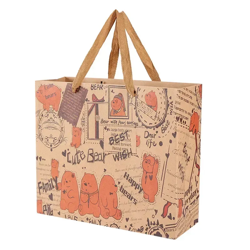Custom Wholesale Design Kraft Paper Bag Environmental Protection Paper Clothing Gifts Jewelry Packaging High Quality - Buy Cartoon Kraft Paper Packaging Bag,Environmentally Friendly Recyclable Kraft Paper Bag,Milk Tea Bread Packaging Bag.