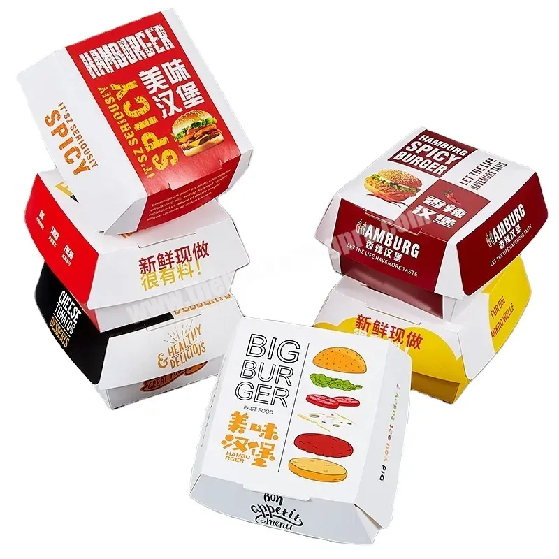 Customized Logo Recycled Food Grade White Lunch Pizza Fried Chicken Bread Noodle Take Away Kraft Paper Hamburger Box - Buy Wholesale Custom Printed Disposable Eco Friendly Compostable Fast Food French Fries Hamburger Cardboard Paper Container Pack,Ma