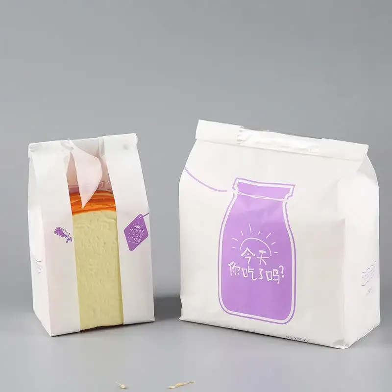 Customized Wholesale Environmentally Friendly Transparent Window Bread Popcorn Packaging Paper Bags - Buy Customized Wholesale Transparent Window Packing Bread Cookie Biscuit Personalized Kraft Paper Printed Your Own Logo Bakery Bag,Custom Biodegrada
