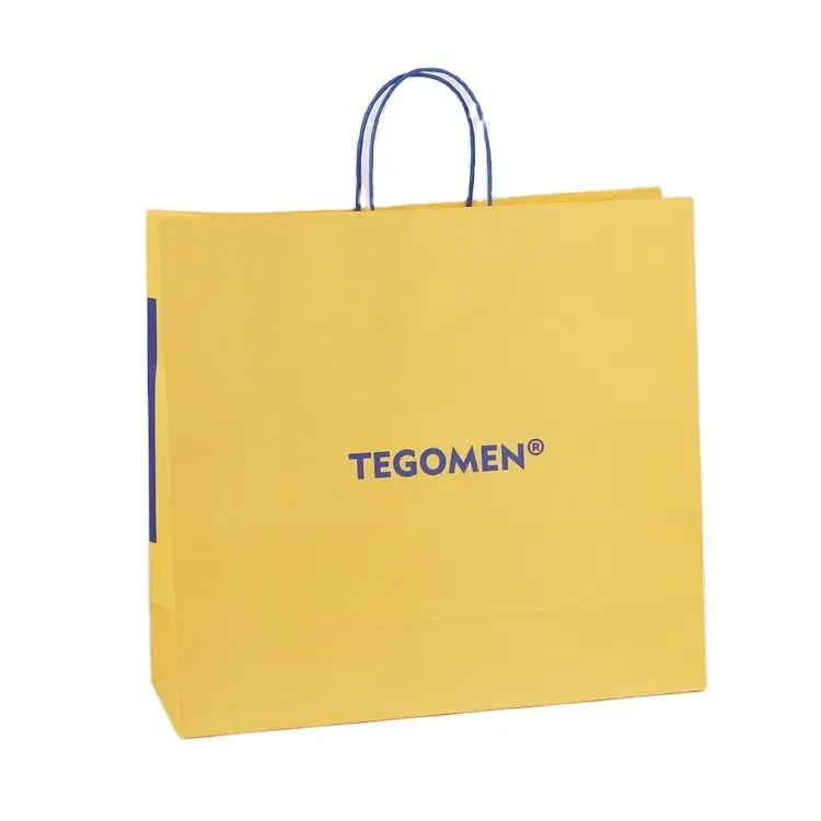 Customized Wholesale Yellow Gift Recyclable Shopping Bags - Buy Yellow Paper Bag,Snack Shopping Paper Bags,Take Away Kraft Paper Bag.