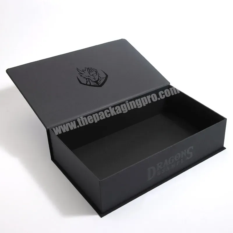 Factory Custom Spot Uv Logo Luxury Black Magnetic Paper Cardboard Gift Box Packaging - Buy Magnetic Gift Box,Black Paper Box,Box Packaging.