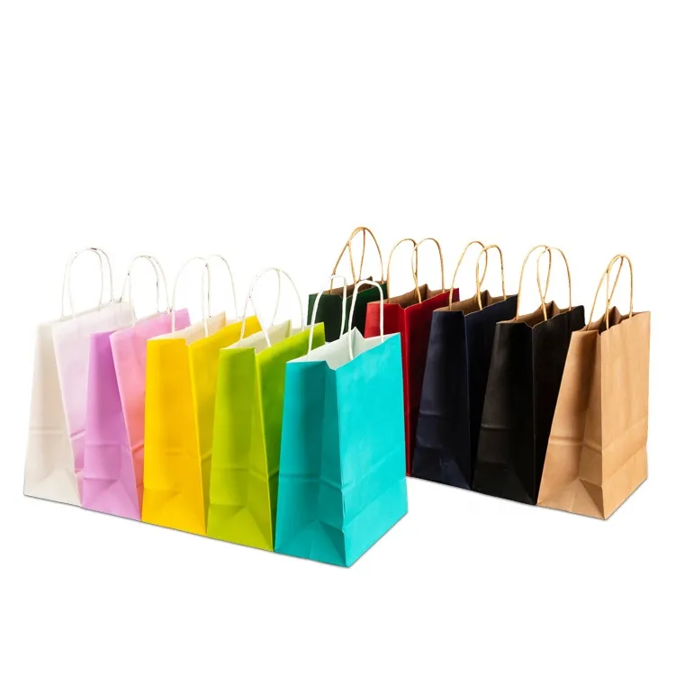 In Stock Odm Oem Customized Candy-colored High Quality Recyclable Biodegradable Kraft Paper Bag Resealable With Handle - Buy Wholesale Cheap Shopping Gift Paper Bags Brown White Kraft Bag Paper Bags Customize Printing Logo Kraft Paper Bag With Handle