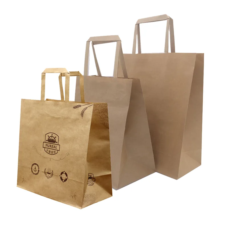 Kraft Paper Bags Sac De Courses Eco Friendly Gift Bag Lunchbag Papieren Tas Custom Printing Take Out Food Packaging Shopping Bag - Buy Wholesale Custom Packaging Craft Brown Kraft Paper Shopping Bag Handle With Your Own Logo Kraft Manufacturers Whole