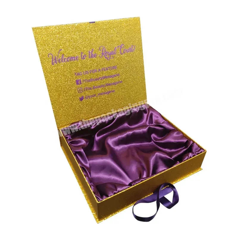 Luxury Gift Set Box With Satin Insert Custom Logo Printed - Buy Wig Box With Satin,Magnetic Box With Ribbon,Human Hair Packaging Box.