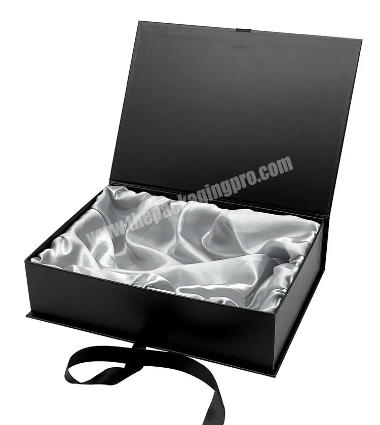 Luxury Matt Black Clothing Swimwear Dress Pants Wigs Packaging Box Gift Box With Ribbon And Satin For Hair Extensions Skincare - Buy Black Box,Wig Box,Luxury Gift Box.
