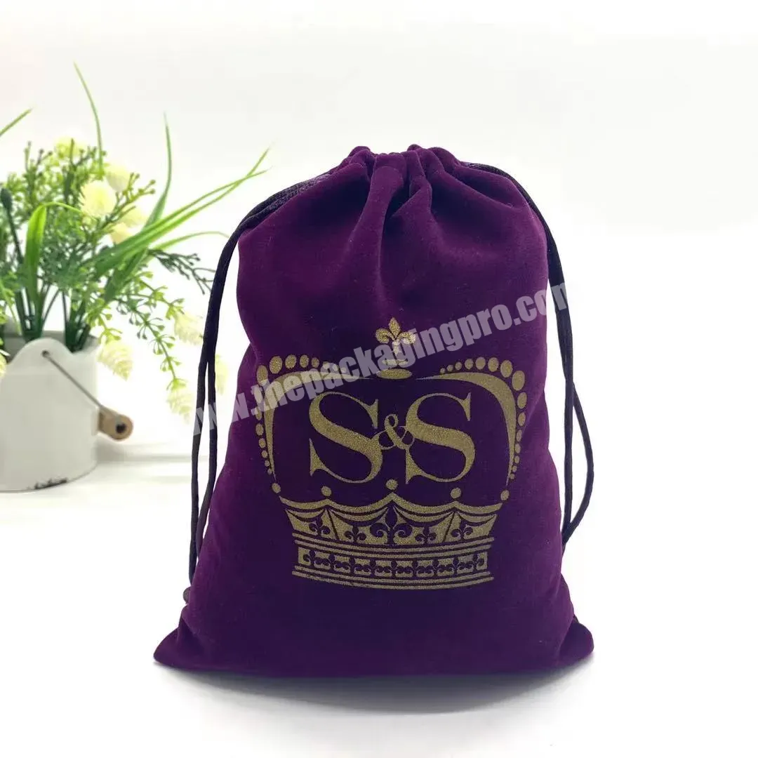 Purple 6*10inch Custom Logo Printed Resealable Velvet Jewelry Make Up Dust Pouch Gifts Drawstring Bag - Buy Little Bag For Jewelry,Packaging Bags Jewlery Jewelry,Velvet Bag With Logo Printing.