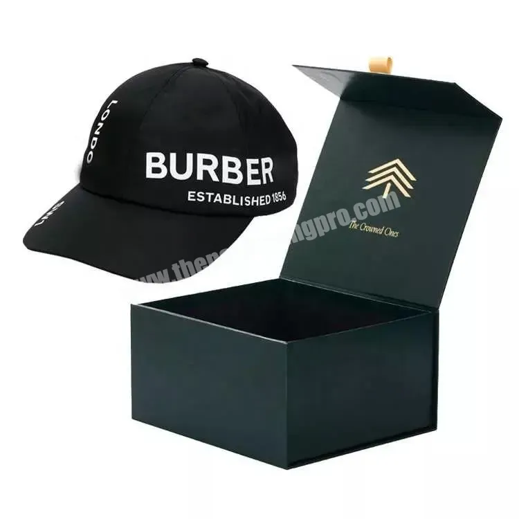 Wholesale Custom Logo Baseball Cap Snapcap Paper Box Hat Packaging Magnet Lid Foldable Cardboard Gift Box